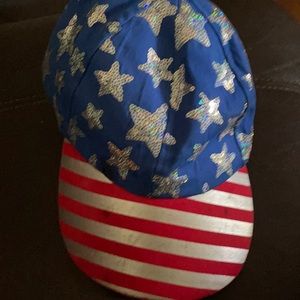 Justice sparkle red white blue hat